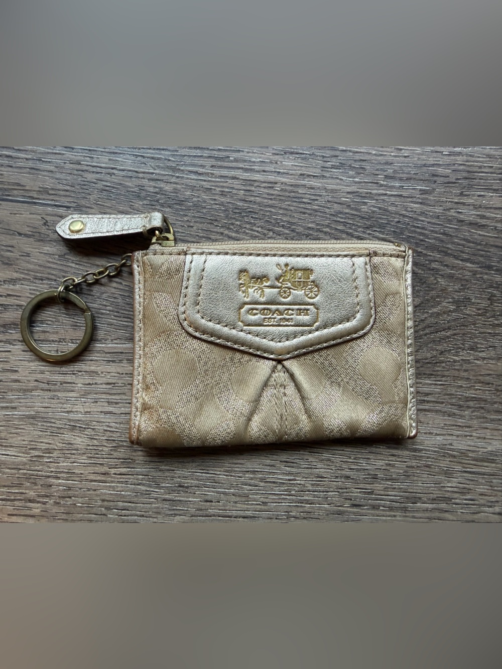 Coach Metallic Gold Card Case Key Holder
